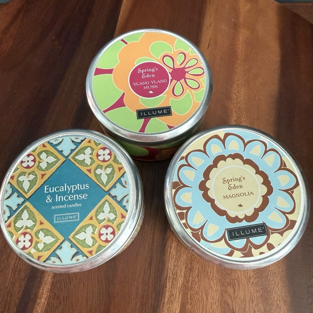 Anthropologie Illume Candles Lot 3‎ Discontinued Magnolia Ylang Eucalyptus New